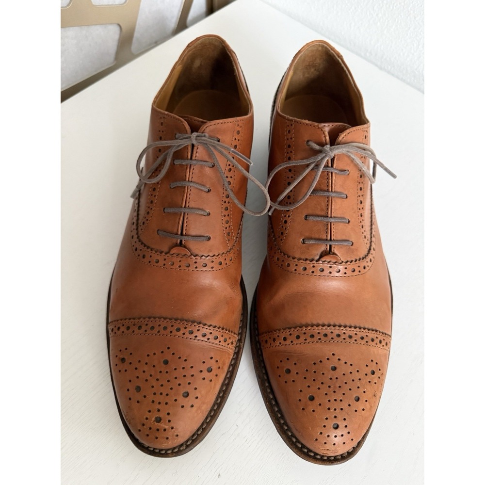J.Crew Ludlow Mens Tan Leather Wingtip Brogue Oxford Dress Shoes 10.5D 98887